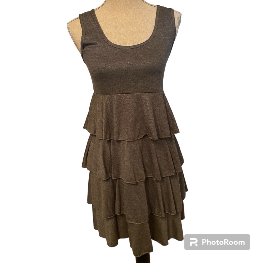 MOD O DOC DRESS MINI GRAY SILVER METALLIC SLEEVELESS SCOOP NECK SIZE XS
